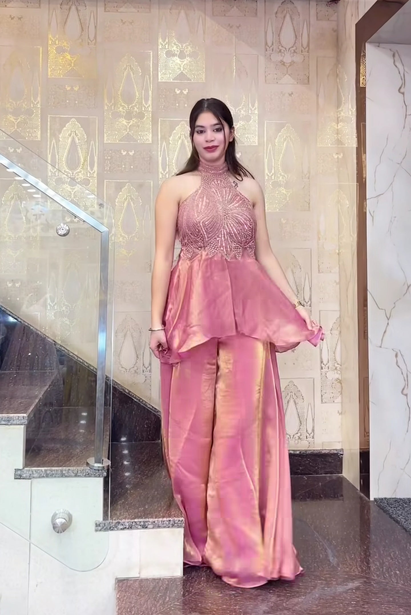 Regal Handwork Fandy Silk Sharara Set