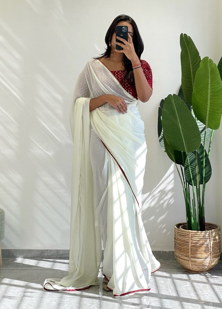 1 Min Ready To Wear Saree In Imported Georgette With Blouse