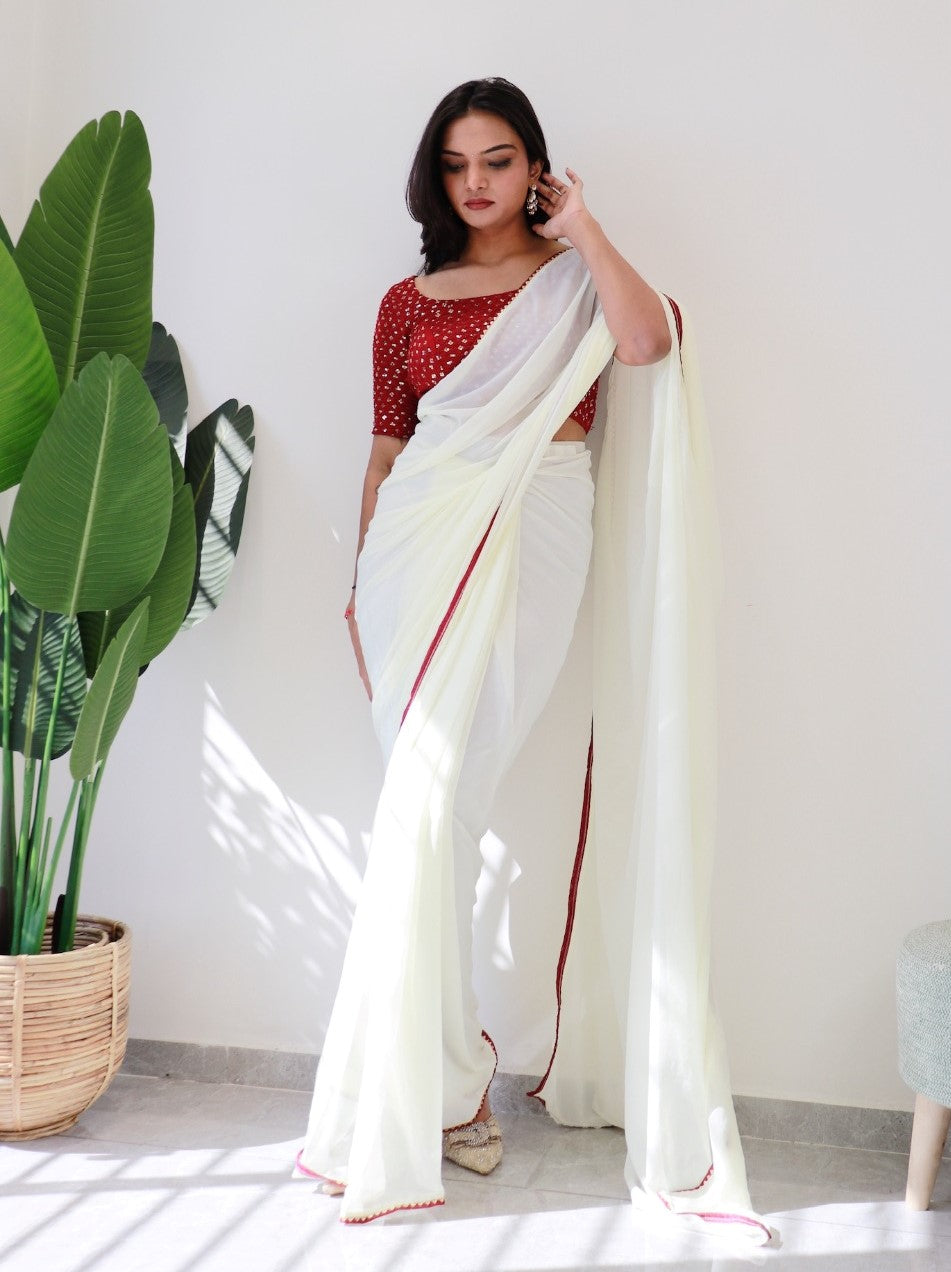 1 Min Ready To Wear Saree In Imported Georgette With Blouse