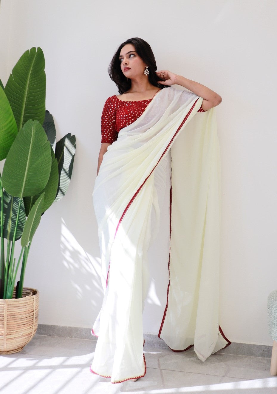 1 Min Ready To Wear Saree In Imported Georgette With Blouse