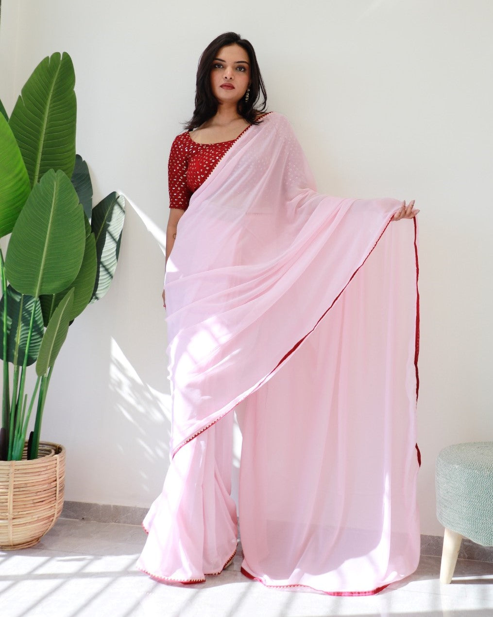 1 Min Ready To Wear Saree In Imported Georgette With Blouse