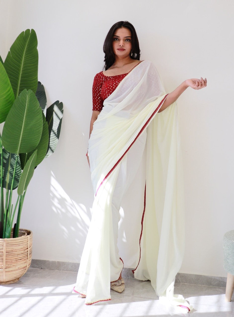 1 Min Ready To Wear Saree In Imported Georgette With Blouse