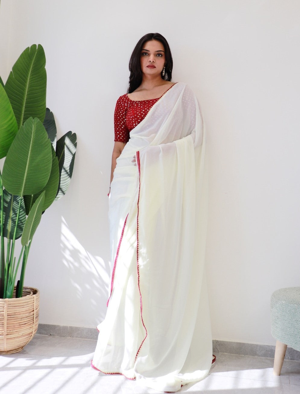 1 Min Ready To Wear Saree In Imported Georgette With Blouse