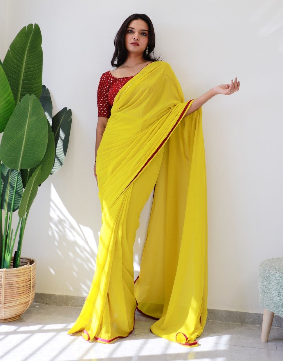 1 Min Ready To Wear Saree In Imported Georgette With Blouse