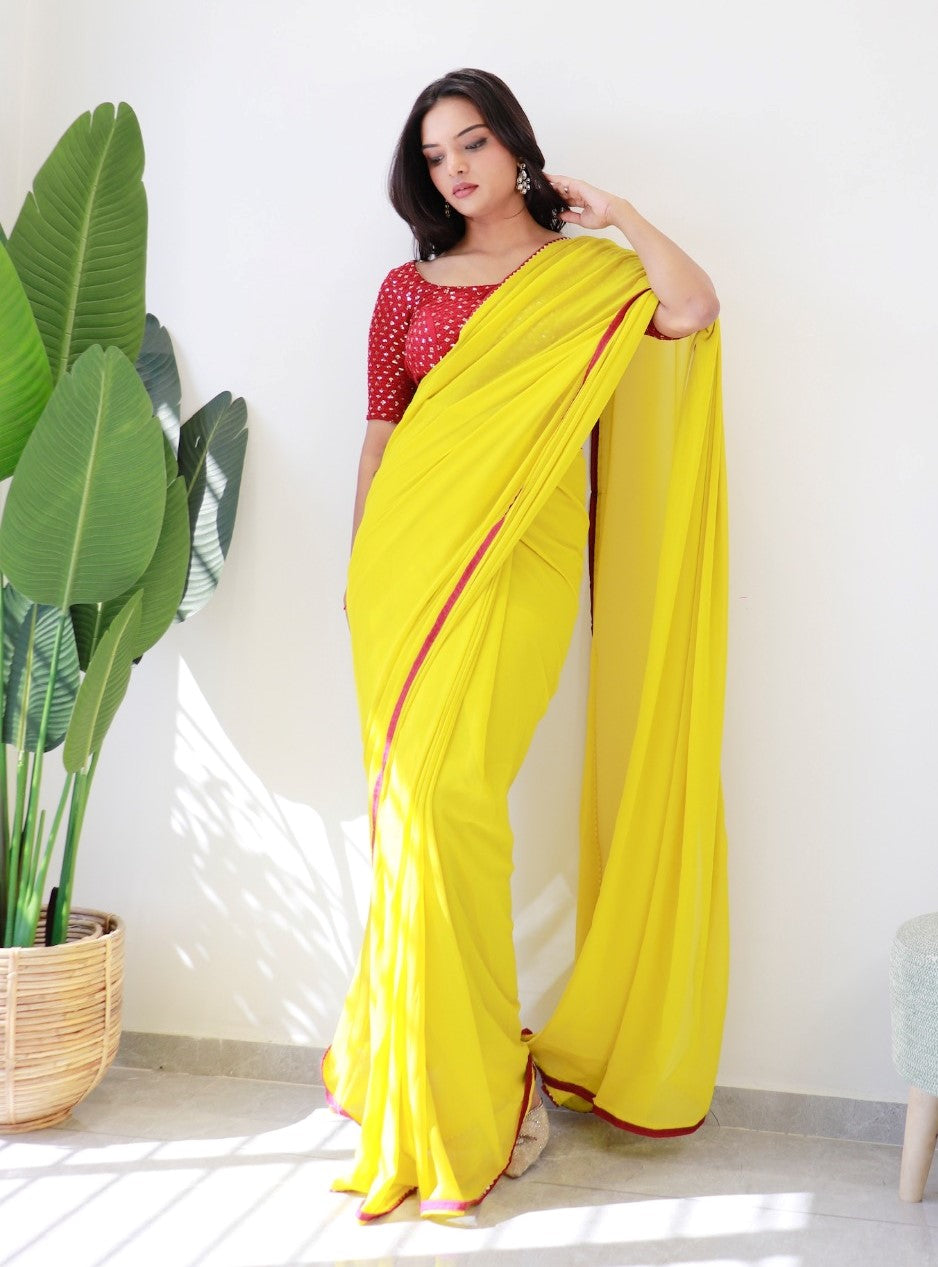 1 Min Ready To Wear Saree In Imported Georgette With Blouse