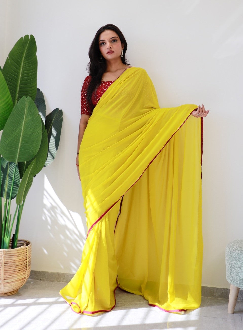 1 Min Ready To Wear Saree In Imported Georgette With Blouse