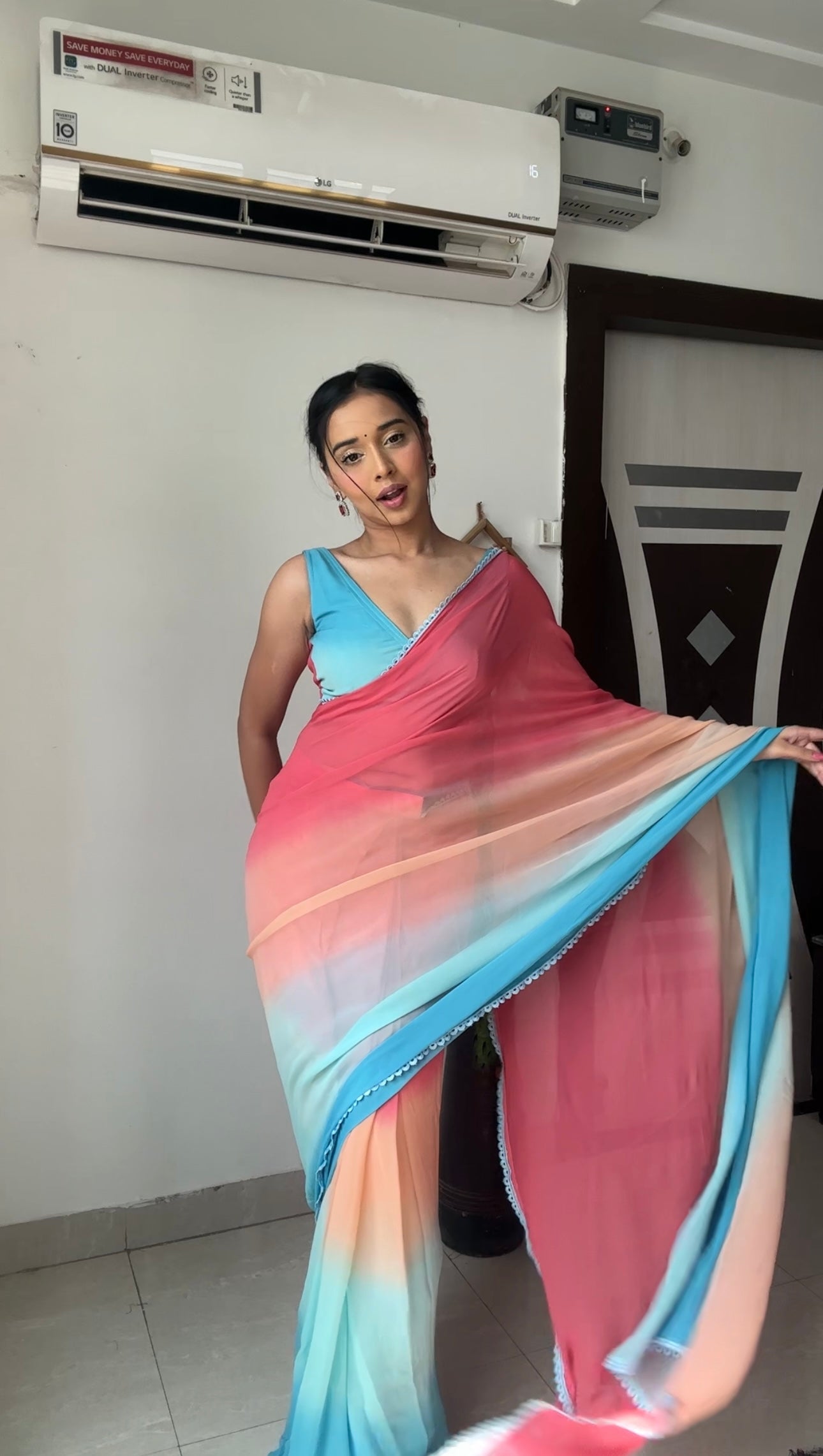 1 MIN READY TO WEAR  SAREE IN   Latest Multi Colour  Alia Bhatt Wear Saree