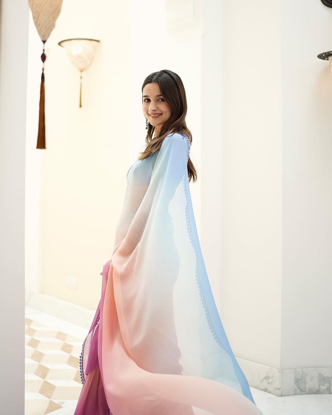 1 MIN READY TO WEAR  SAREE IN   Latest Multi Colour  Alia Bhatt Wear Saree