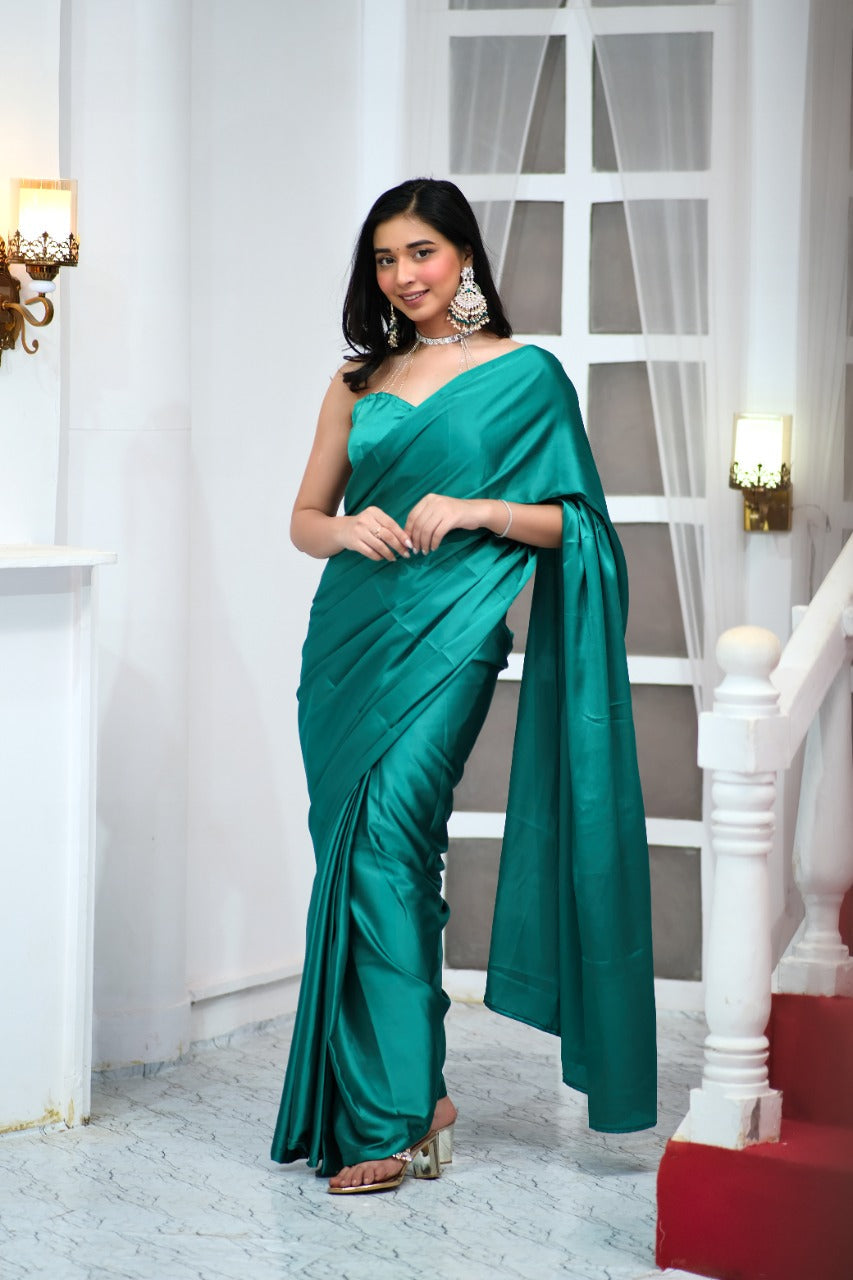 Splendiferous 1 Minute Ready To Wear Rama Japan Satin Silk Saree