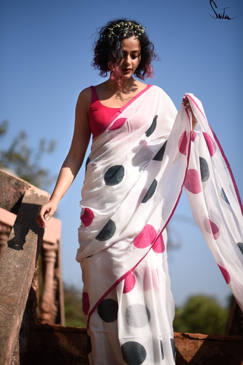 Opulent White Color Linen Cotton Digital Printed Saree