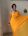 Pure soft Georgette silk with beautiful Yellow color Ready To Wear saree