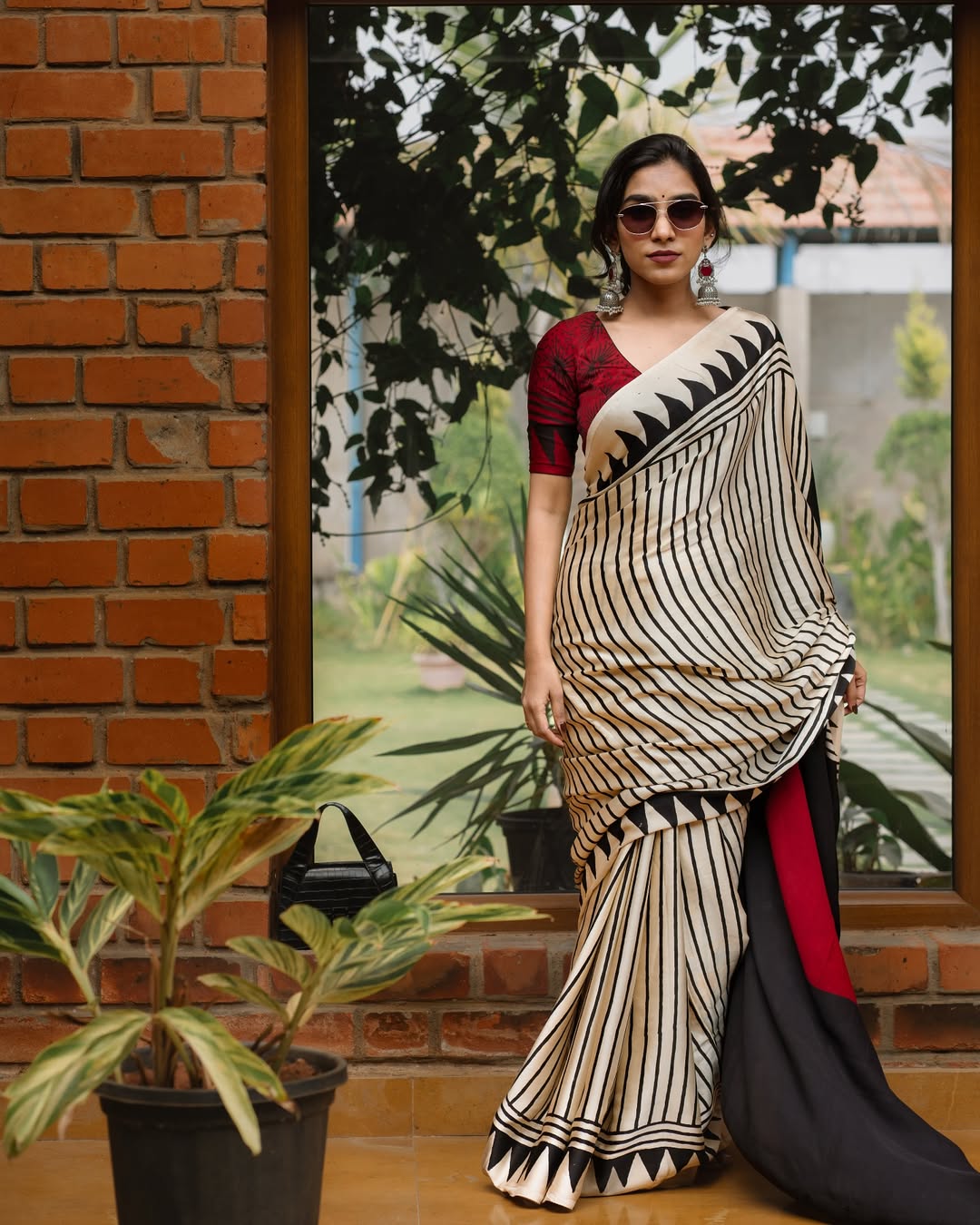 1 Min Ready-to-Wear Ajrakh Elegance in Model Silk Timeless & Effortless Saree
