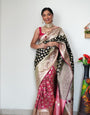 1-Minute Ready To Wear Black Soft Silk Saree