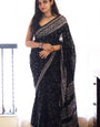 Gratifying 1-Minute Ready To Wear Black Cotton Saree