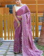 Orchid Purple Soft Silk Saree With Thread HandWork & Cutwork Border