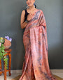 Exquisite 1-Minute Ready To Wear Peach Color Chiffon Silk Saree