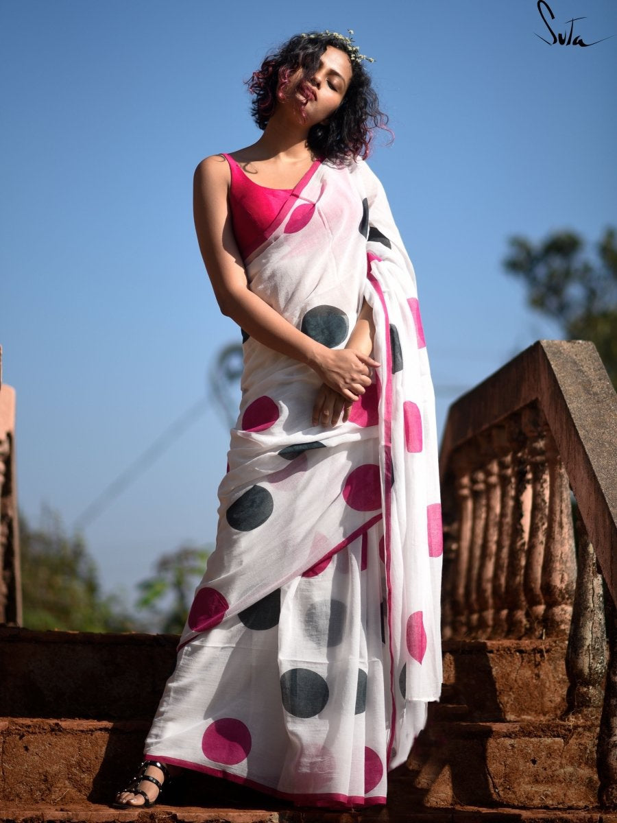 Opulent White Color Linen Cotton Digital Printed Saree