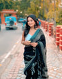Excellent 1 Minute Ready To Wear Black Mul Cotton Digital Printed Saree
