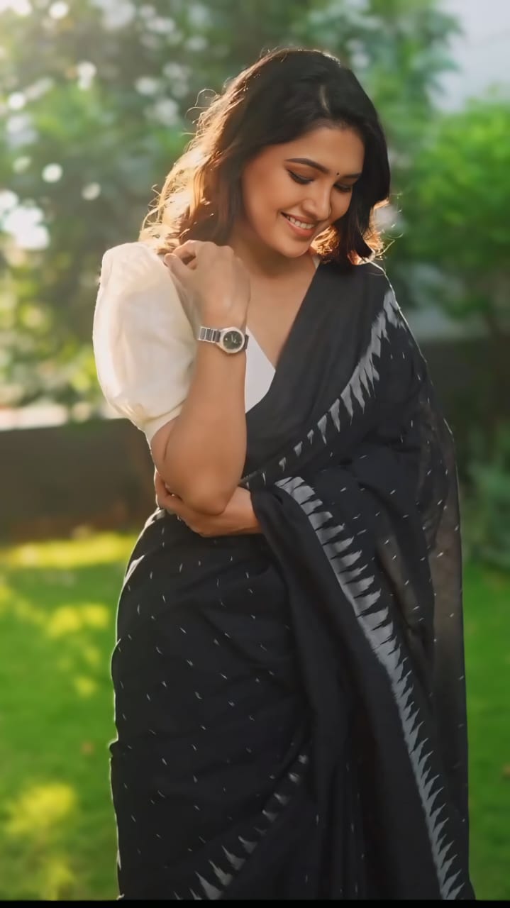 Delightful 1 Minute Ready To Wear Black Pure Soft Linen Silk Saree