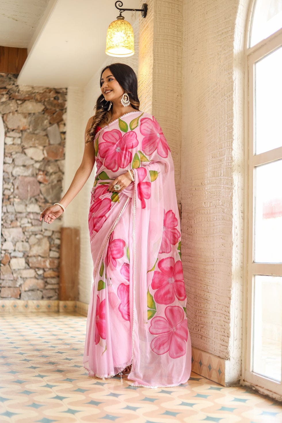Pastel Perfect 1- minute ready to wear Georgette silk Saree