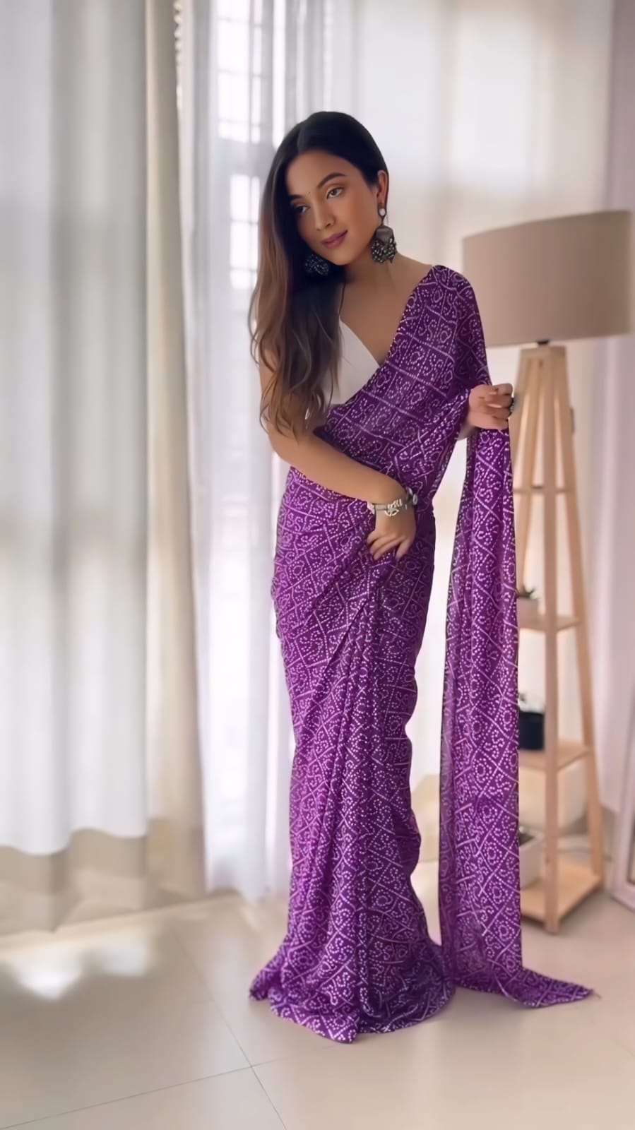 Bollywood 1- minute ready to wear purple georgette saree