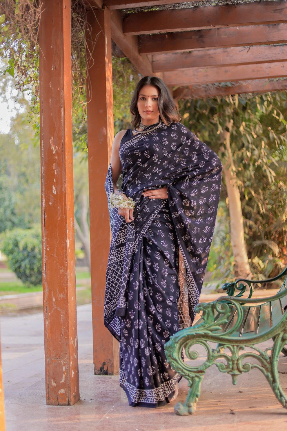Black ready to wear Floral Printed Pure Cotton Saree
