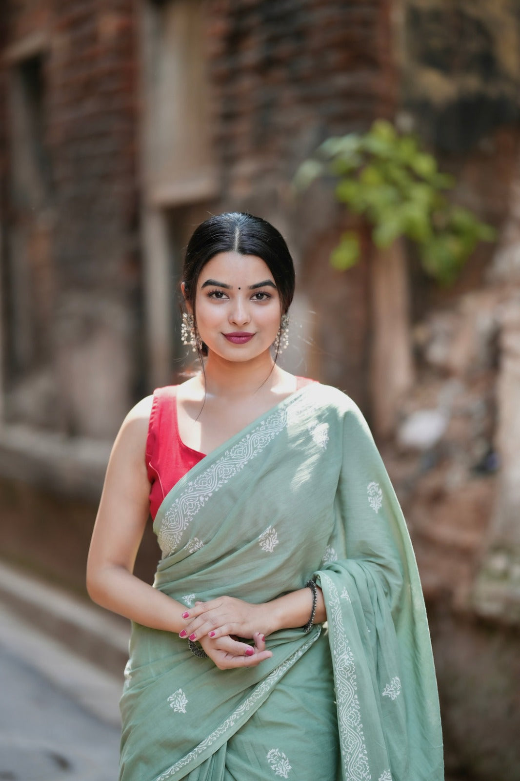 Alluring Sea Green Color 1 Minute Ready To Wear  Mul Cotton Digital Printed Saree With Pocket