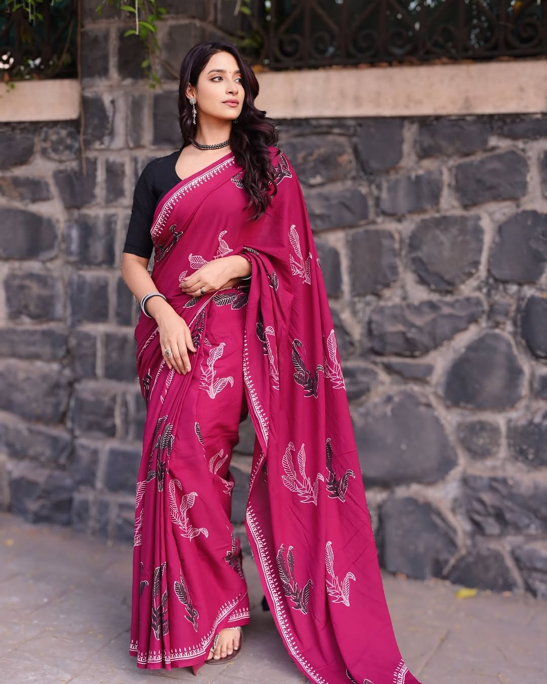 Casual Red Colour 1 Minute Ready To Wear  Mul Cotton Digital Printed Saree With Pocket