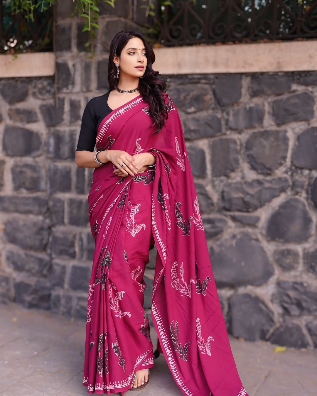 Casual Red Colour 1 Minute Ready To Wear  Mul Cotton Digital Printed Saree With Pocket