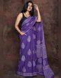 Pionex Embellished Purple Colour 1 Minute Ready To Wear  Mul Cotton Digital Printed Saree With Pocket