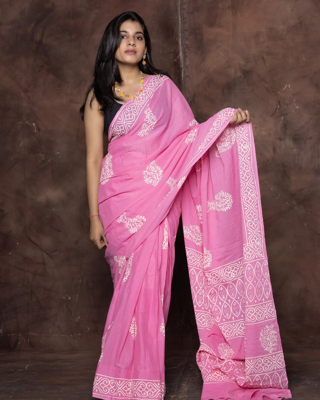 Blush Pink Colour 1 Minute Ready To Wear  Mul Cotton Digital Printed Saree With Pocket