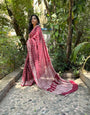 Royal Red Color 1 Minute Ready To Wear  Mul Cotton Digital Printed Saree With Pocket