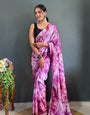 Divine 1-Minute Ready To Wear Purple Chiffon Saree