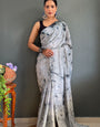 Angelic  1-Minute Ready To Wear Light Grey Chiffon Silk Saree