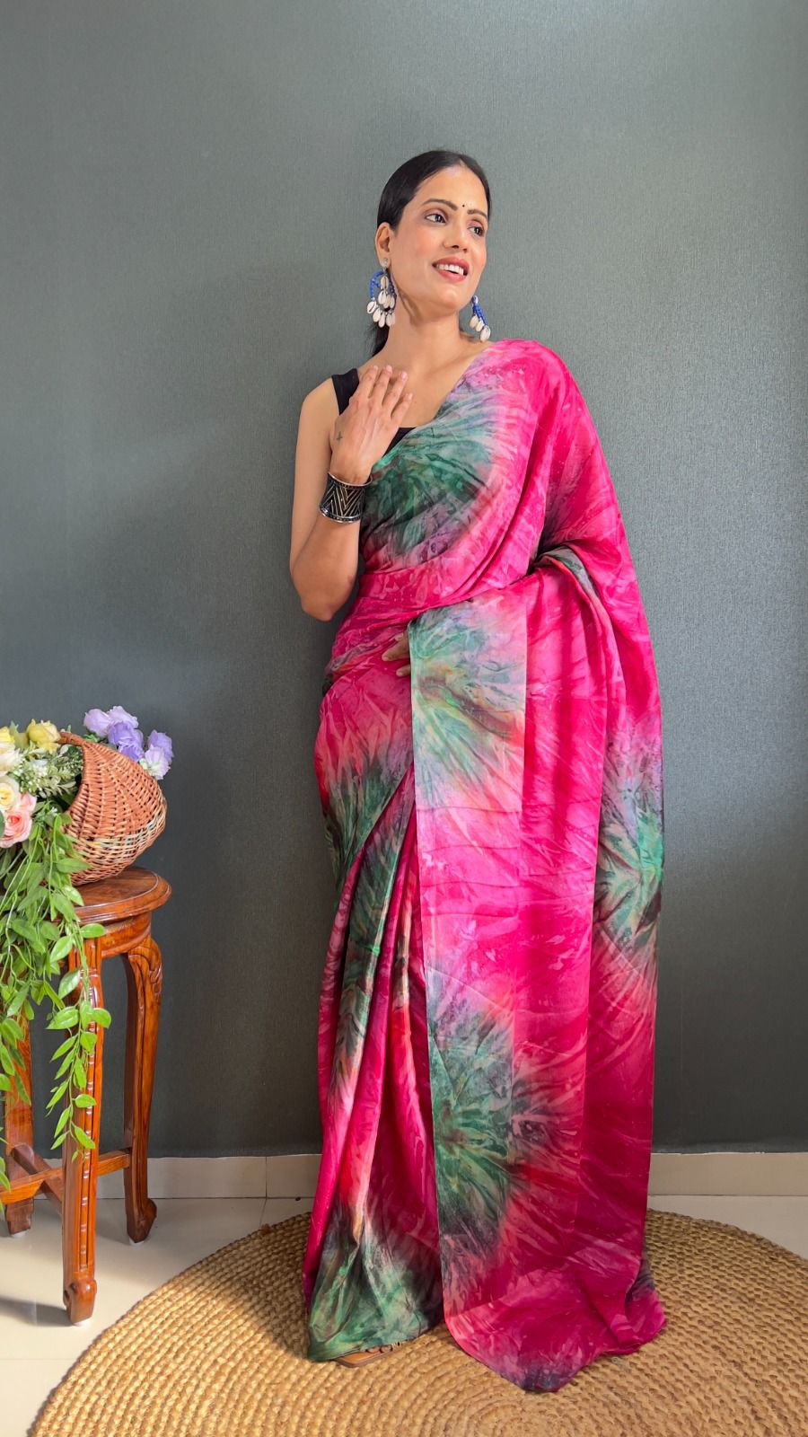 Gratifying 1-Minute Ready To Wear Rani Chiffon Silk Saree