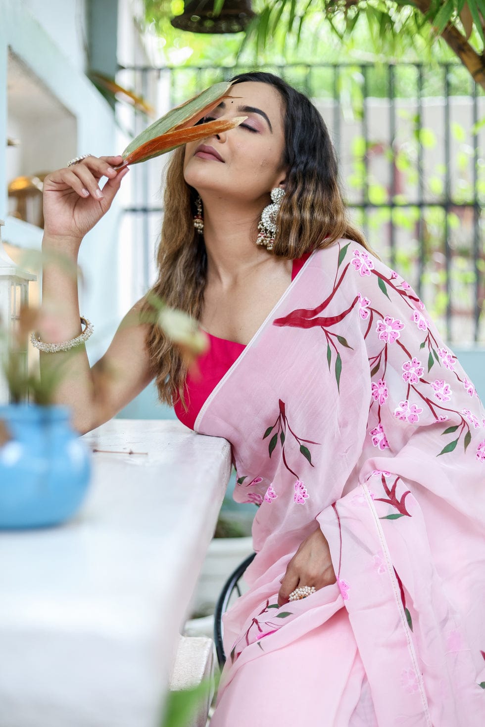 Felicitous 1-Minute Ready To Wear Pink Georgette Saree