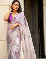 Ineffable Ready To Wear Flower Design Hand Work Saree With Stitched Blouse