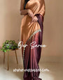 1-MIN READY TO WEAR  Coffee Eclair Ombré Crepe Silk Saree with Handmade Tassels on Pallu