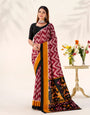 Elegant Tasar Silk Maroon Saree Collection with Trendy Zigzag Prints and Contrast Pallu