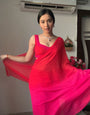 Divine 1-Minute Ready To Wear Red and Pink Georgette Saree