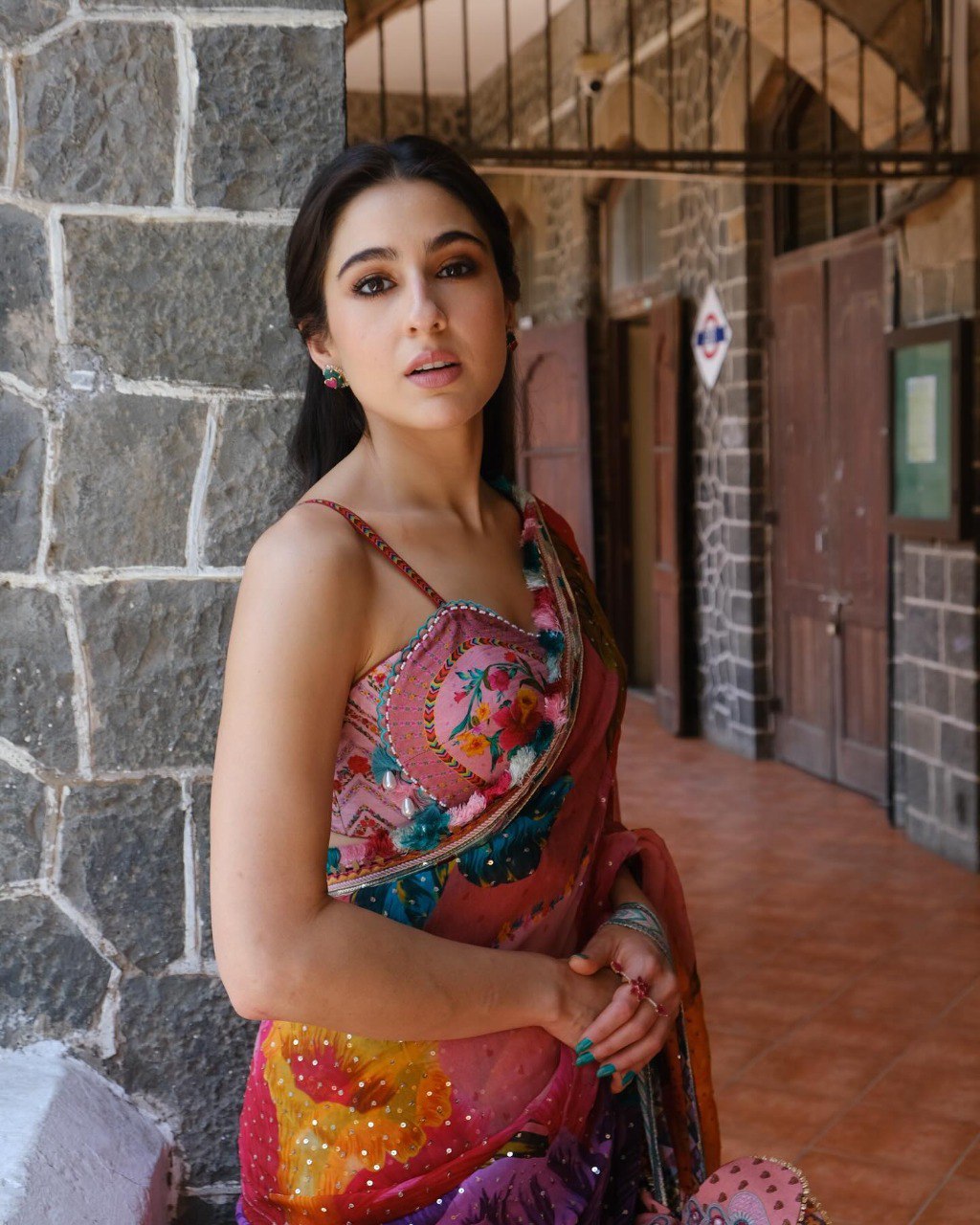 Bollywood Style Siroski Work Saree - Sara Ali Khan