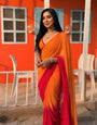 1-Minute Ready To Wear Orange & dark rani  Color Georgette Saree