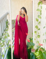 1-Min Ready To Wear  Rubi Rani color Premium Fox Georgette Saree