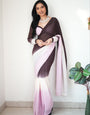 graceful 1-Minute Ready To Wear Black & Baby Pink Georgette Saree