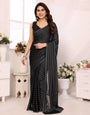 Georgette silk  Black color Printed Ready To Wear Saree