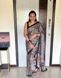 Vibrant 1- Minute Ready To Wear Chinnon Silk With Digital Print Saree