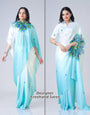 Blue Feather Ombre Freehand Saree