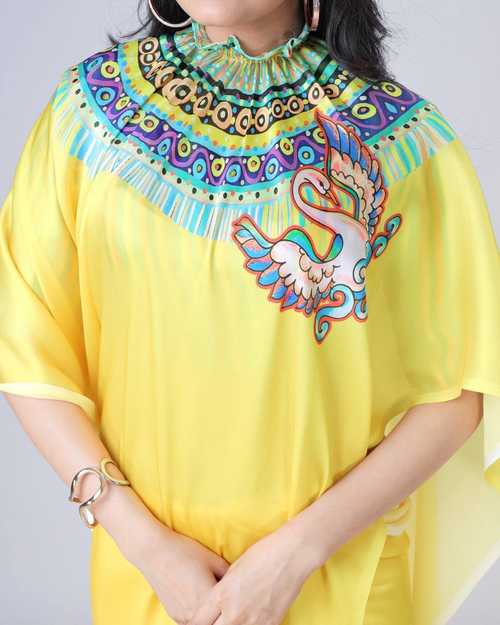 Yellow Traditional Freehand Saree