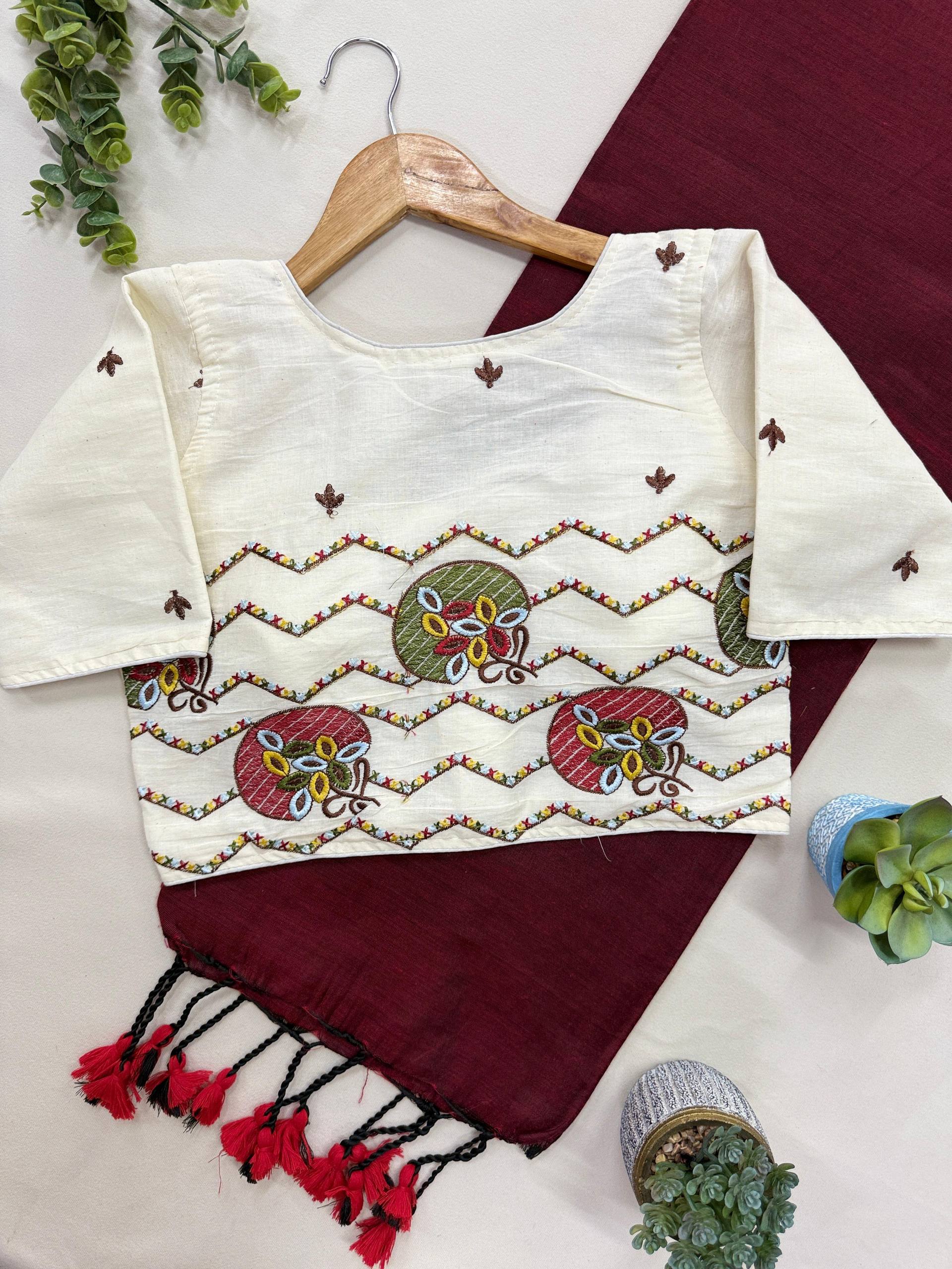 Handloom Khadi Cotton Saree With Rich looking Blouse
