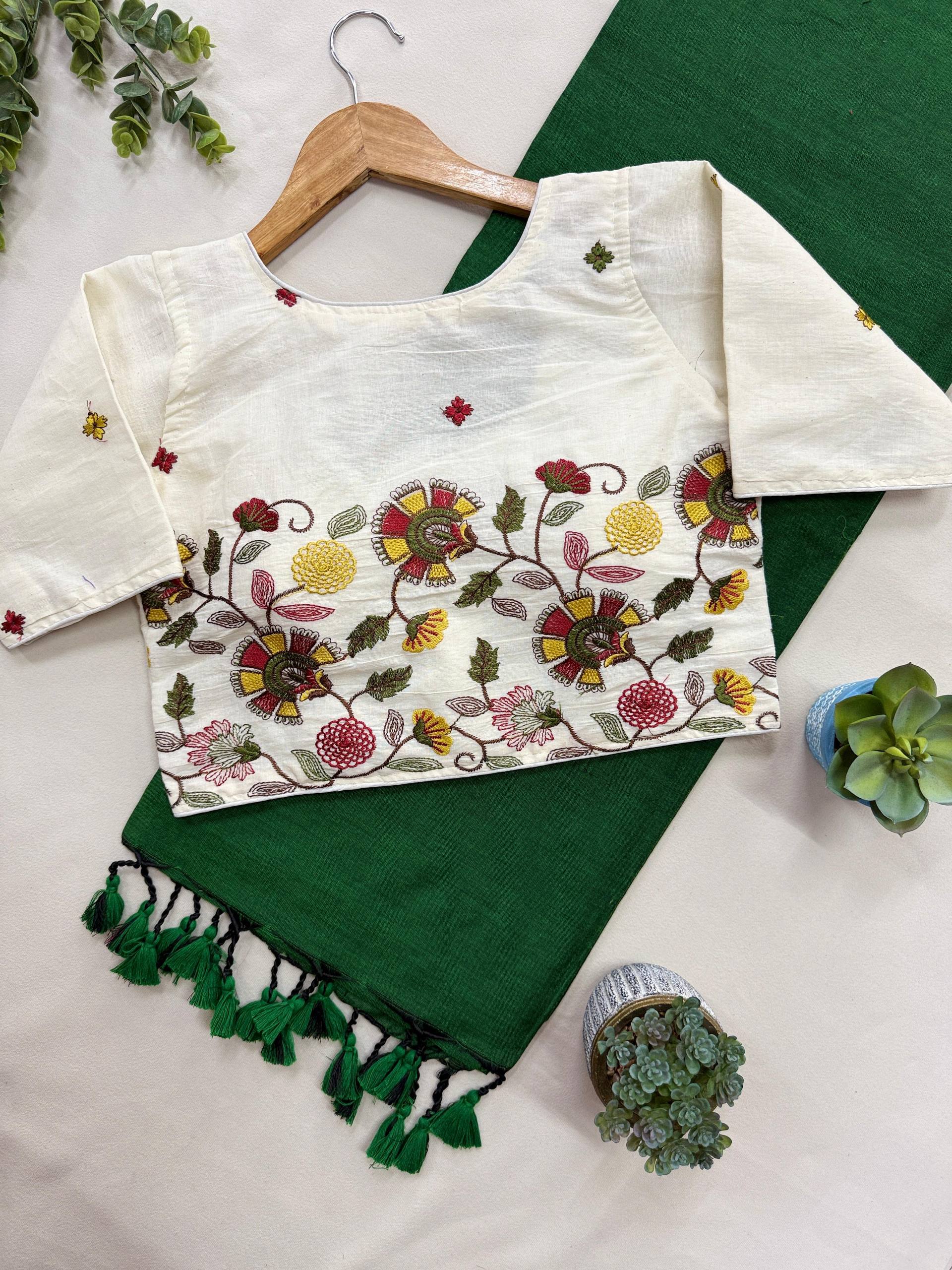 Handloom Khadi Cotton Saree With Rich looking Blouse